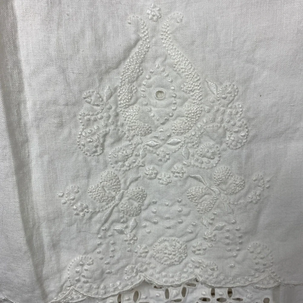 Vintage Linen Napkins Unisex OS White Eyelet Lace Scalloped‎ Set of 4